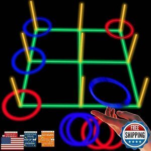 18.2 Inch 3-in-1 Glowing Ring Toss Tic Tac Toe Outdoor Game For The Family